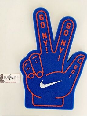 Foam Finger Nike Blue and Orange Foam Hand Fan with White Swoosh